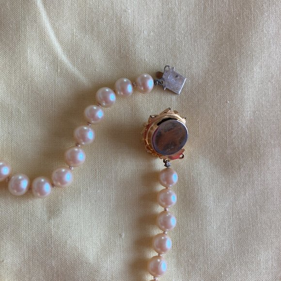 Long Genuine Pearl Hand-Knotted Necklace - Vintage - Picture 5 of 7